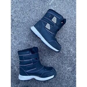 Wonder Nation Kids Black Snow Boots Size 12 Hook and Loop Winter Outdoor Shoes